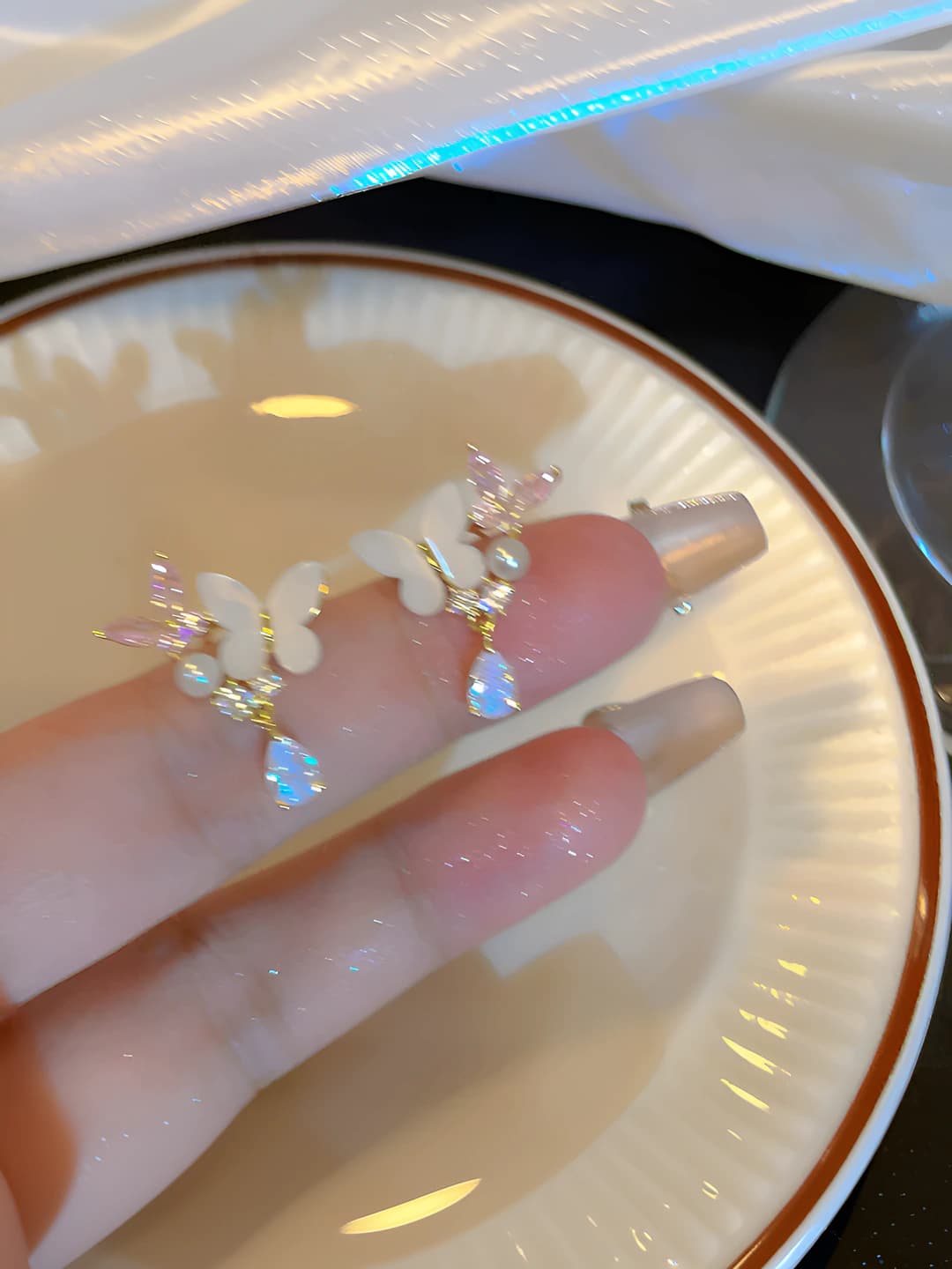 Women's butterfly and pearl stud earrings, new 2026 design, premium style, elegant jewelry