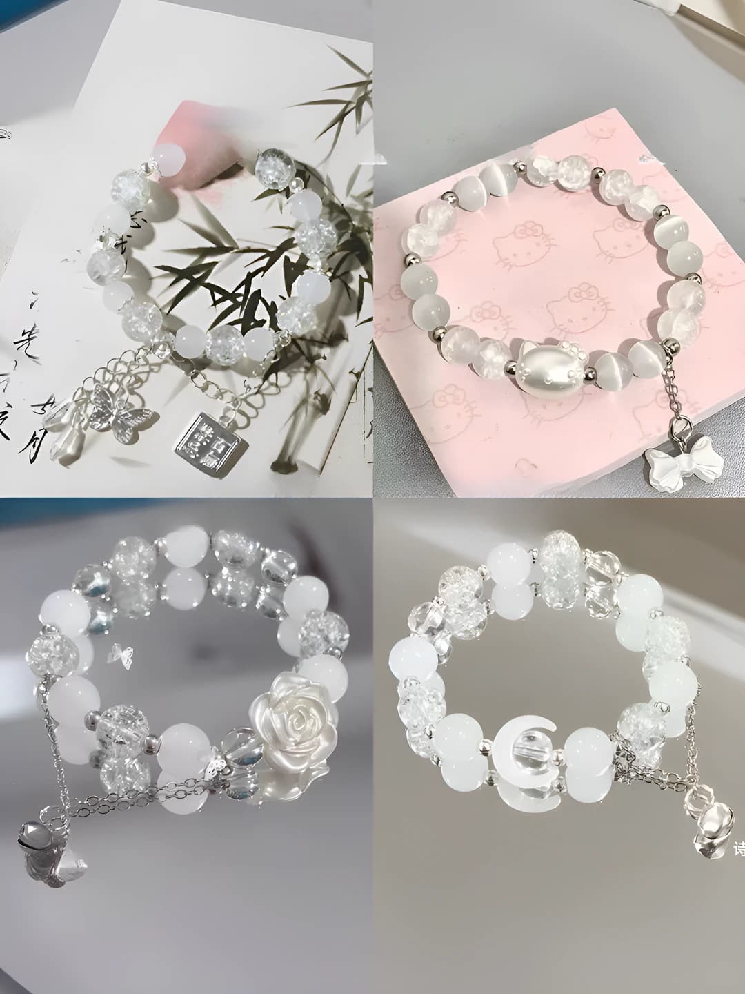 White moon bracelet, 4 pcs