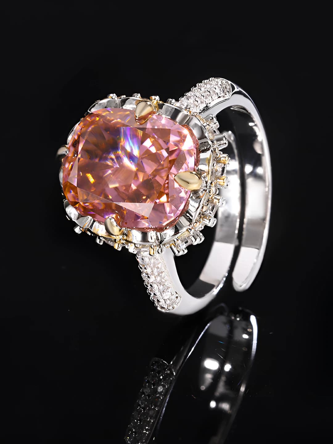 Ice Flower Paparacha Ring