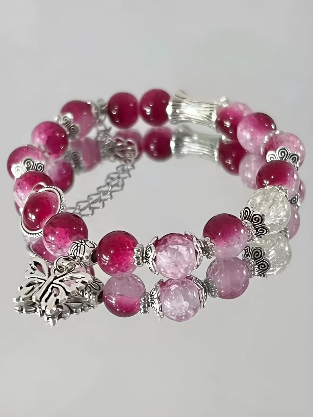 M1167 (Wine red floral butterfly beads)