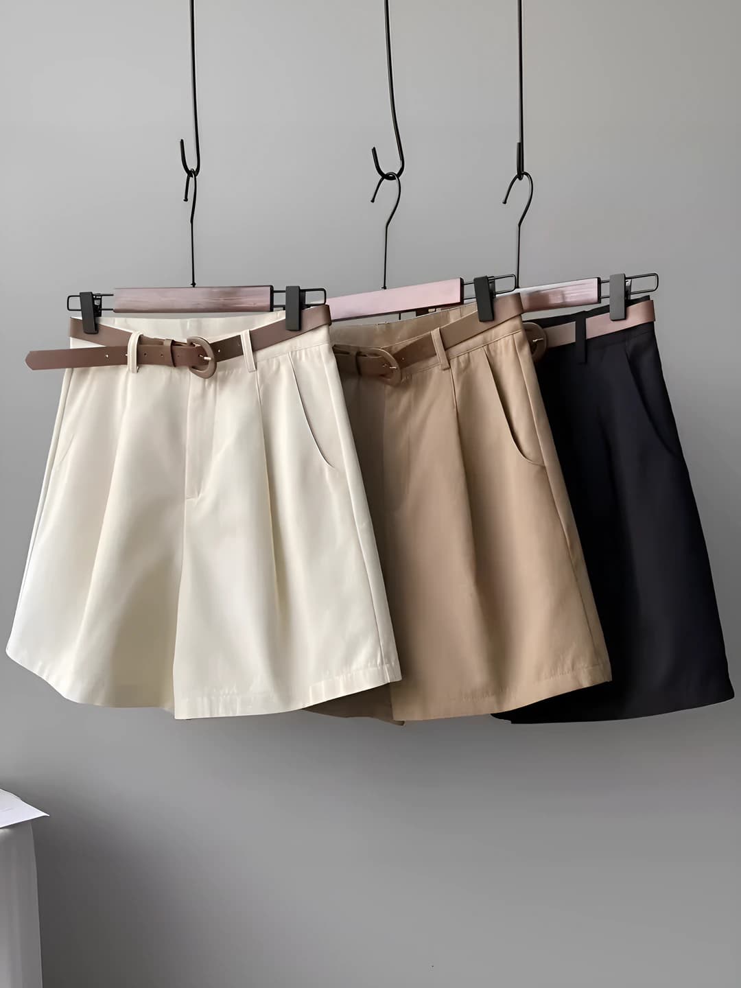 Women's summer blazer shorts, knee-length shorts, high waist, slimming, loose fit, wide-leg trousers, casual