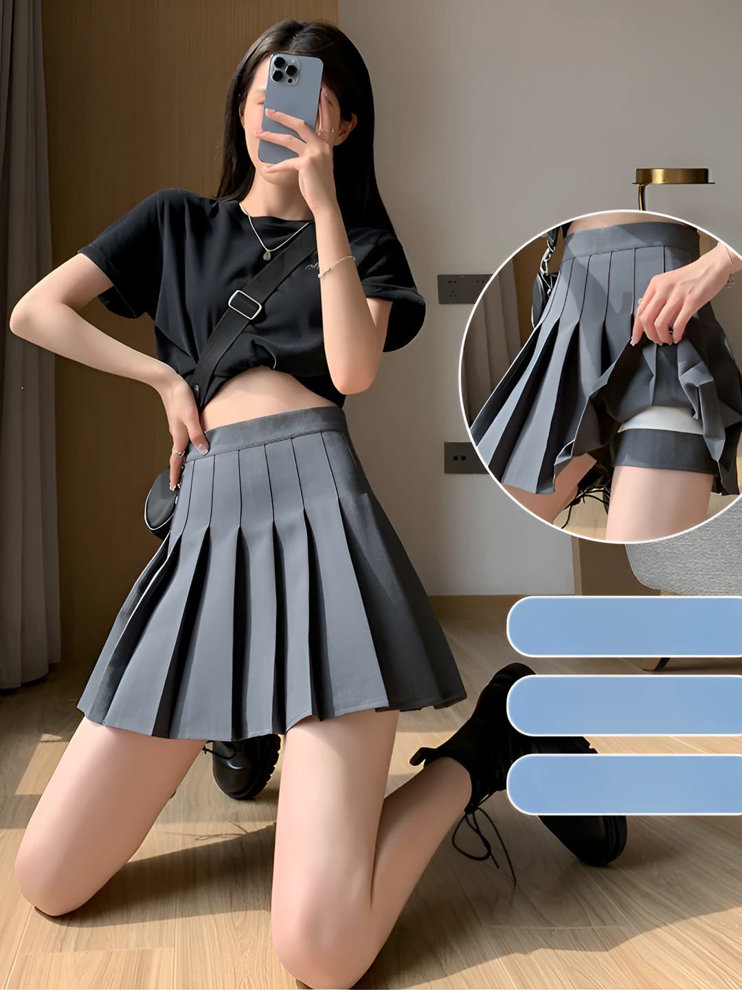 Dark grey, wrinkle-resistant, long