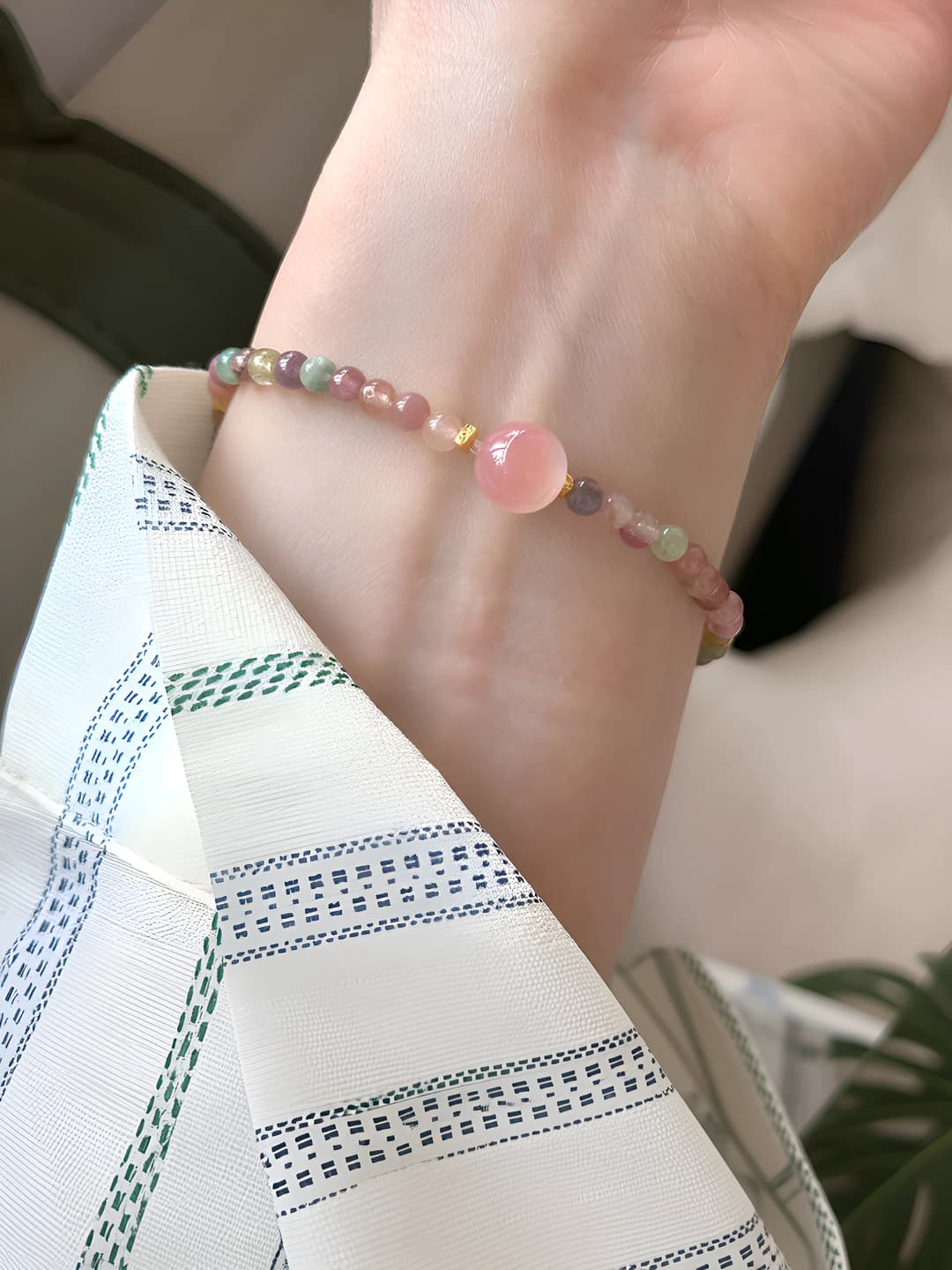 Turmalin bracelet, round beads
