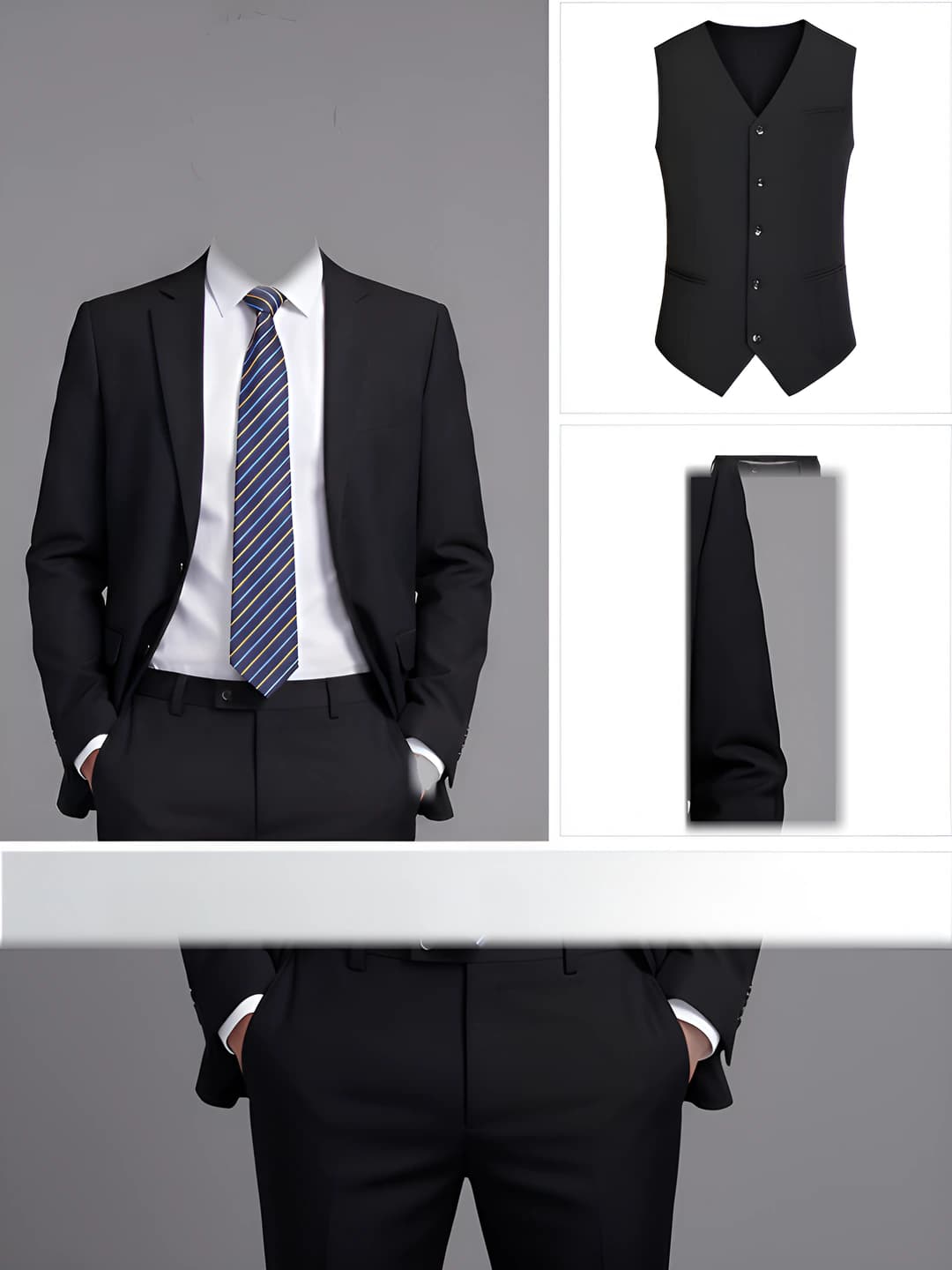 Men - Black [Suit + Vest + Trousers]