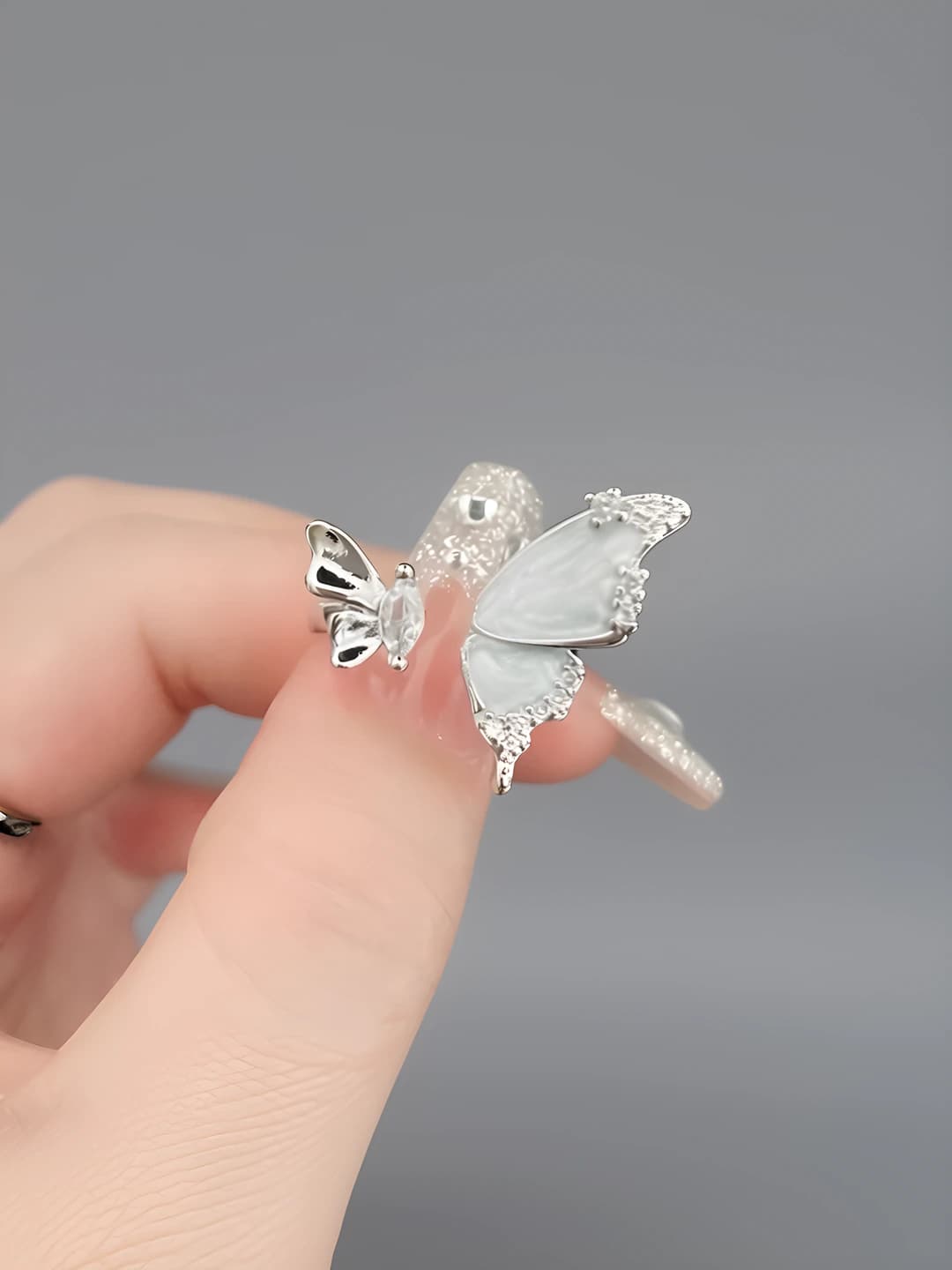 Butterfly zircon ring silver