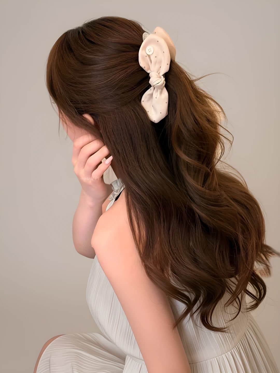1# Pink bow clip base ~12.5cm