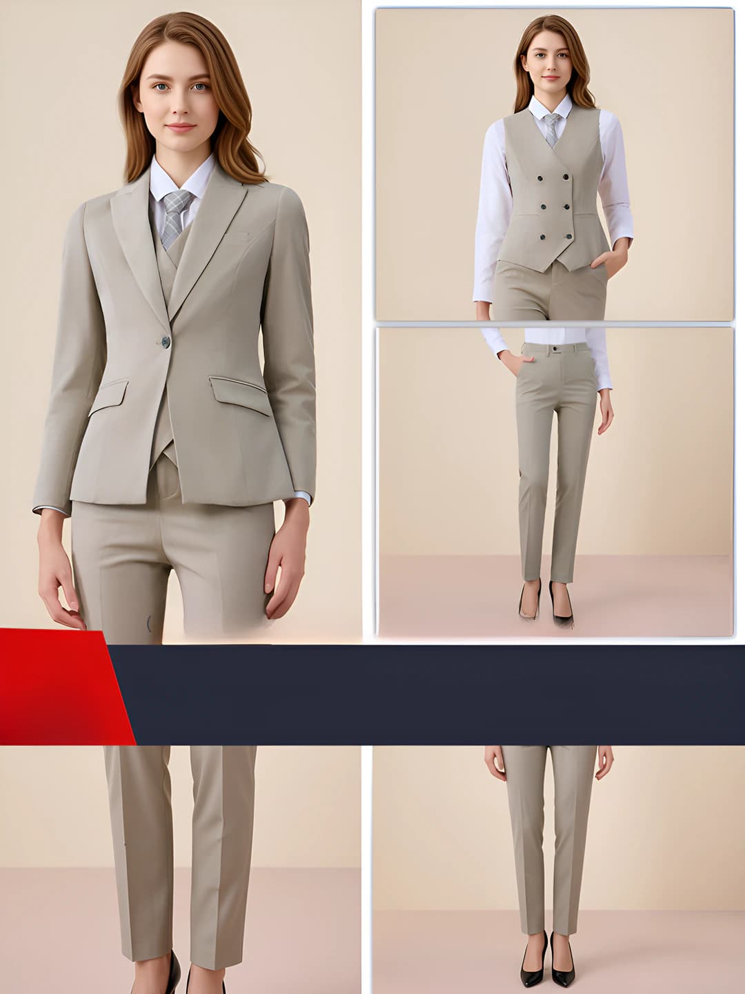 Tan - Suit + Vest + Trousers