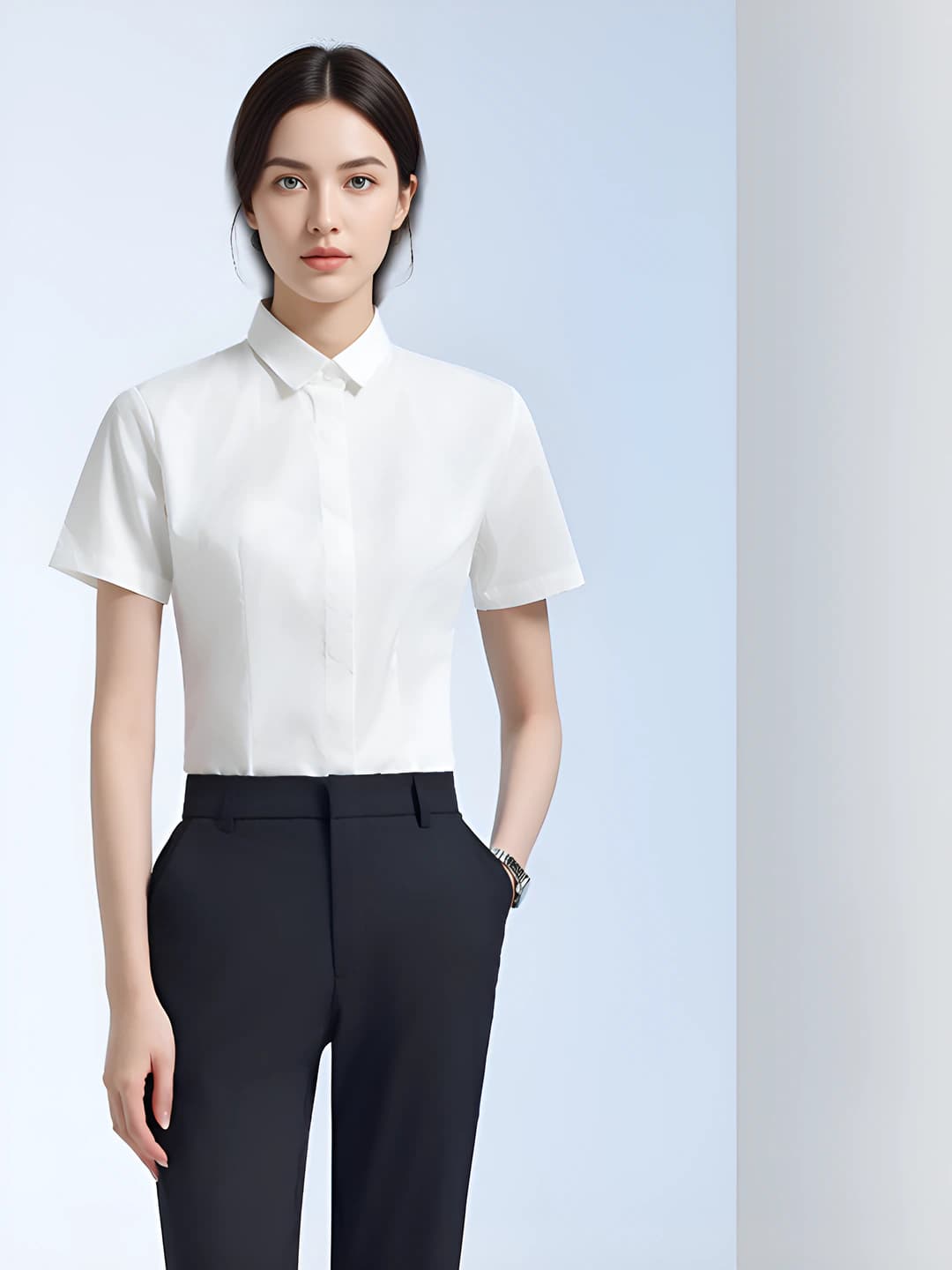 Women - white, short sleeve