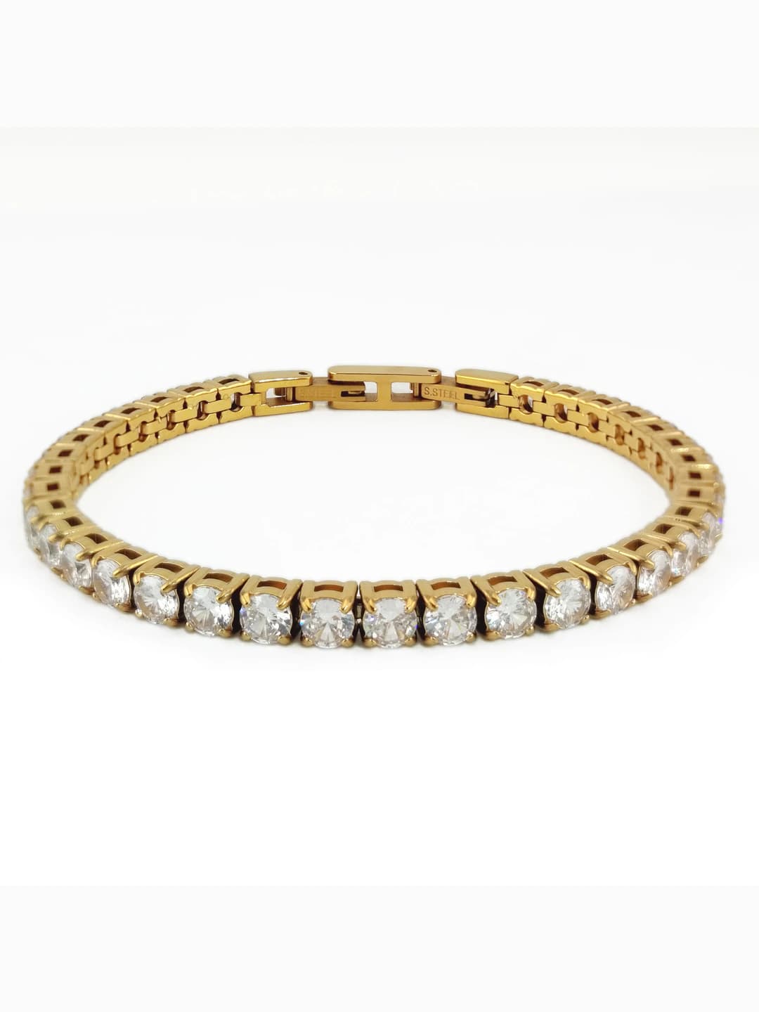4*18cm Gold double clasp tennis bracelet