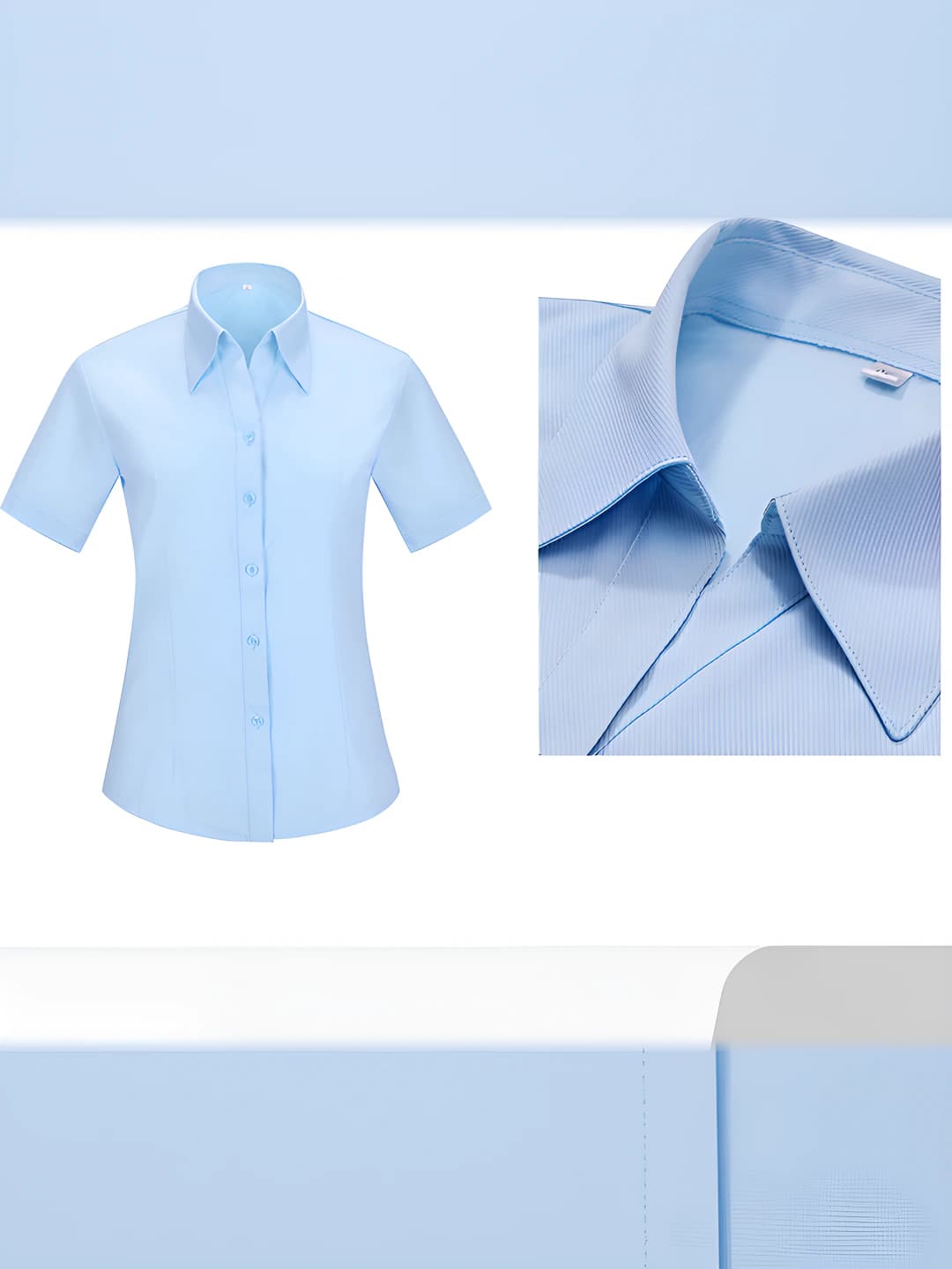 Women's Medium Blue V-Neck Short-Sleeve Shirt