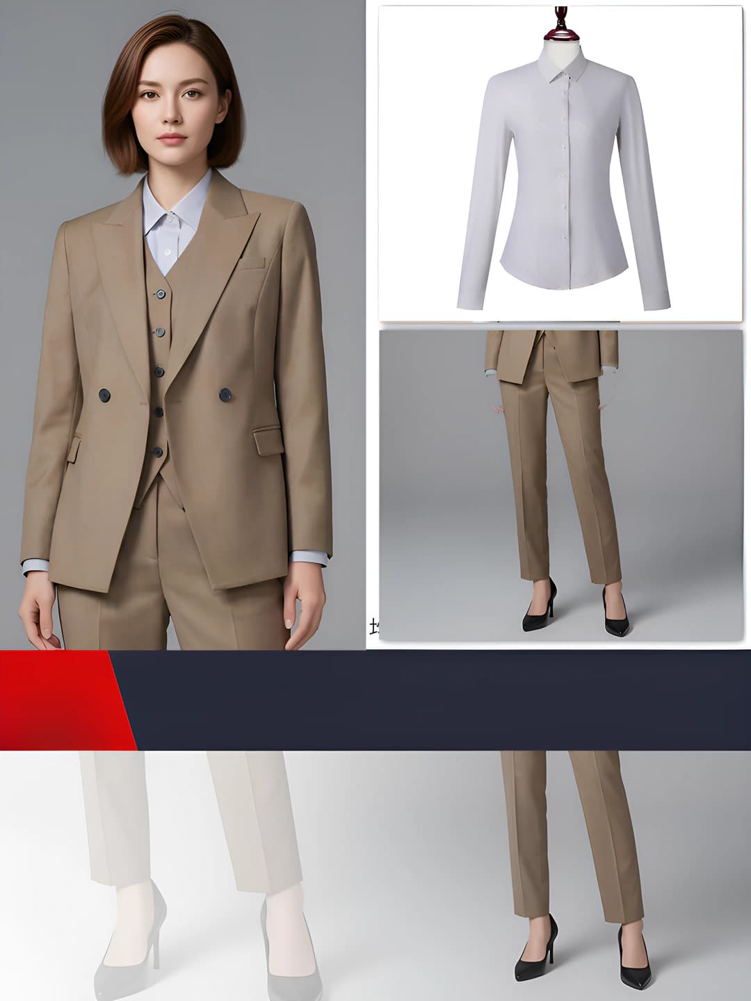 Women's khaki (suit + shirt + trousers)