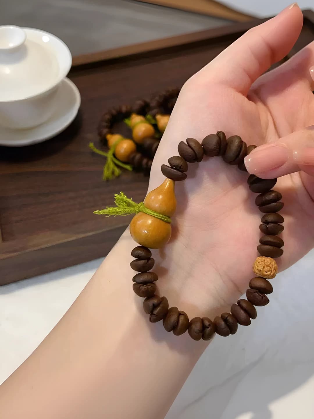 Women's coffee bean and sandalwood bracelet in new Chinese style