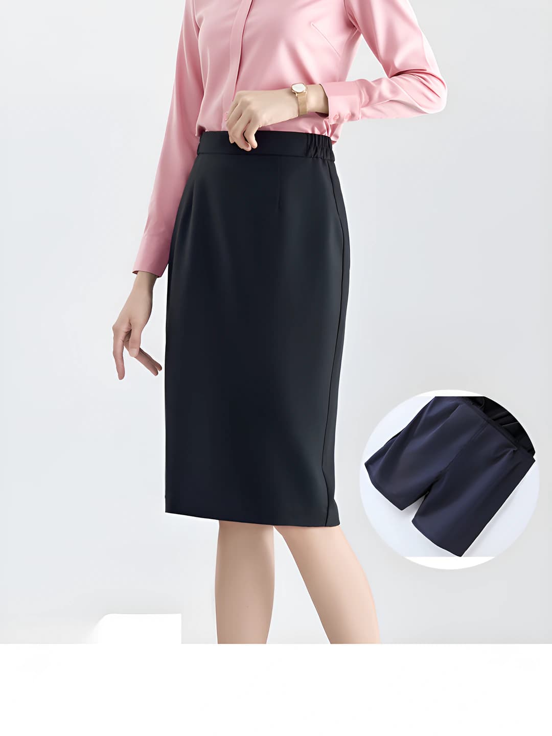 Black midi skirt with built-in safety shorts
