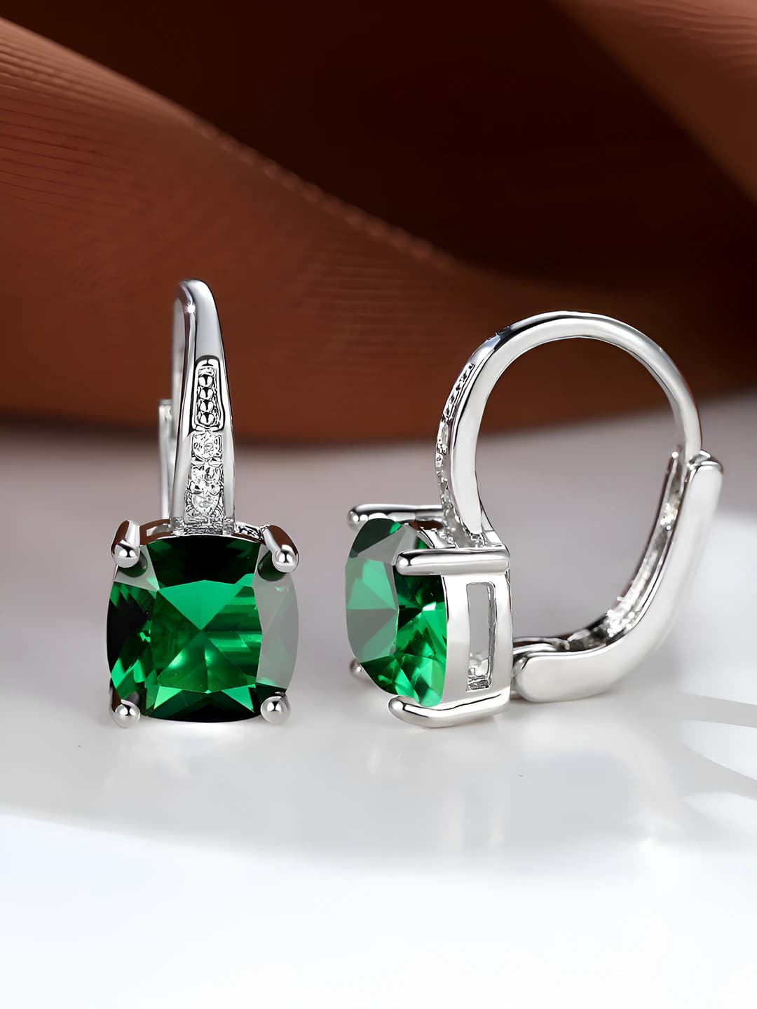 Women's geometric zircon stud earrings with gold plating