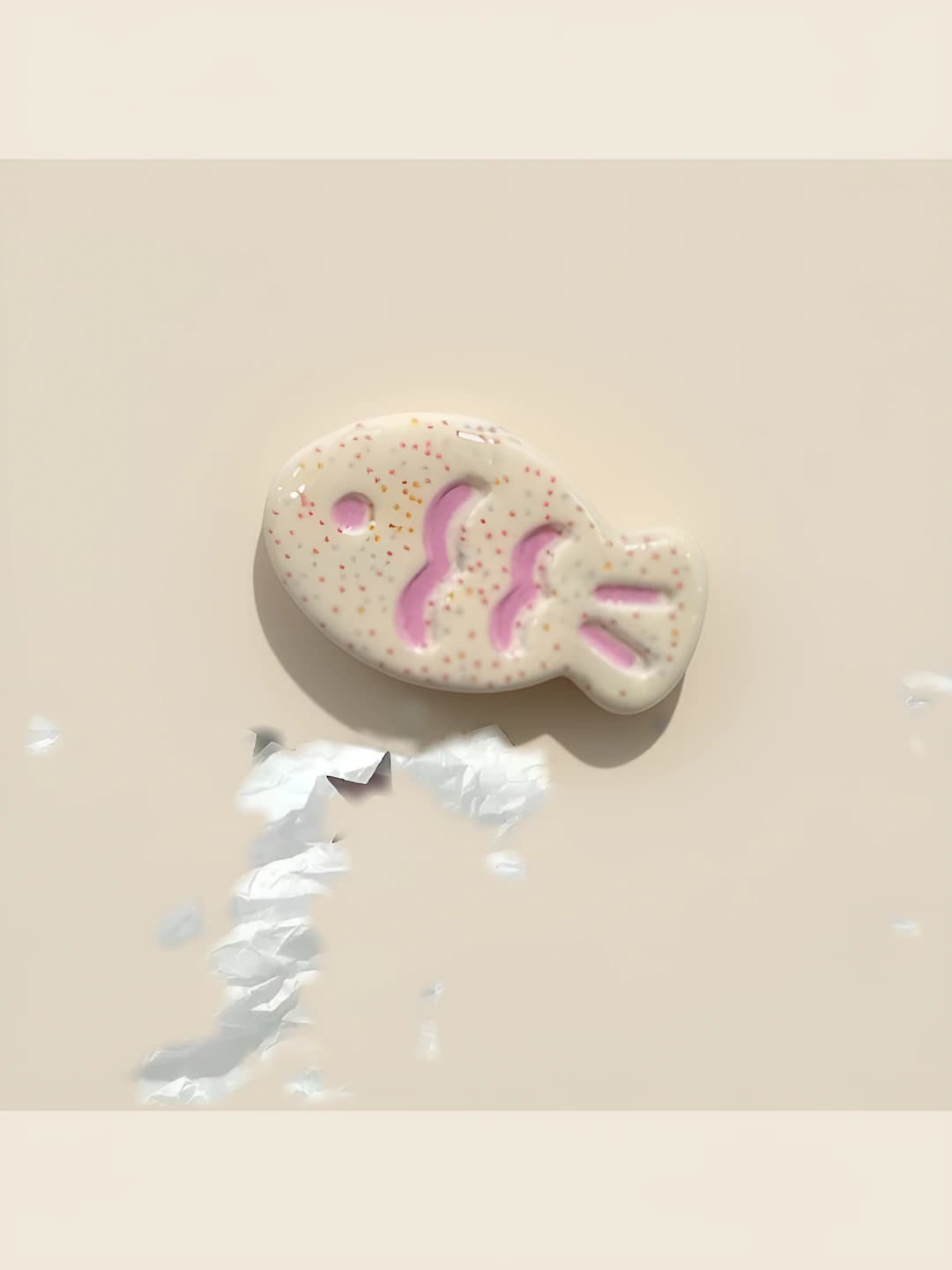 Print off-white fish clip 3.2 cm