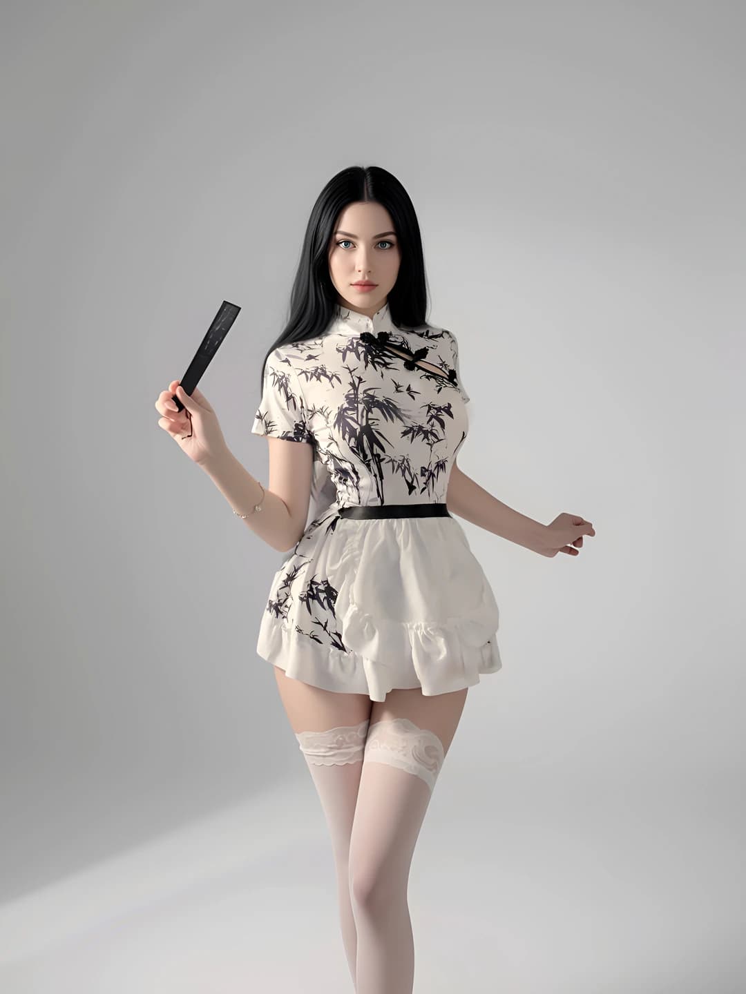 Женский эротический костюм-qipao в стиле горничной, полиэстер, основной состав 90%–95%