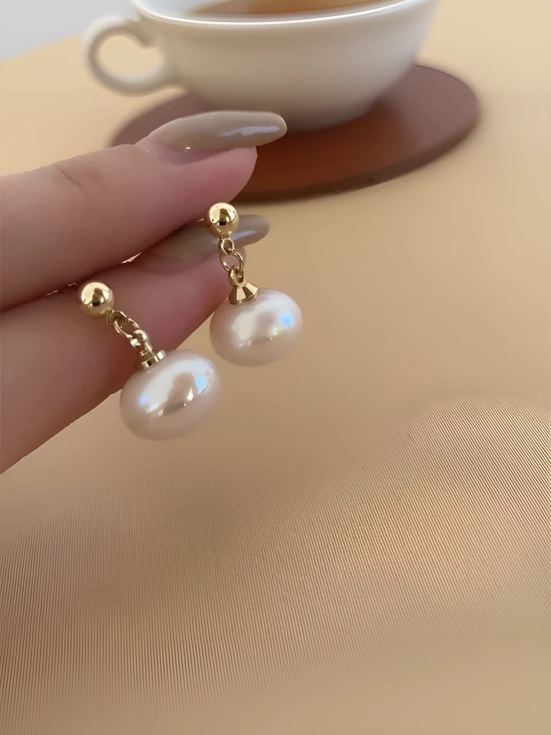 White pearl earrings