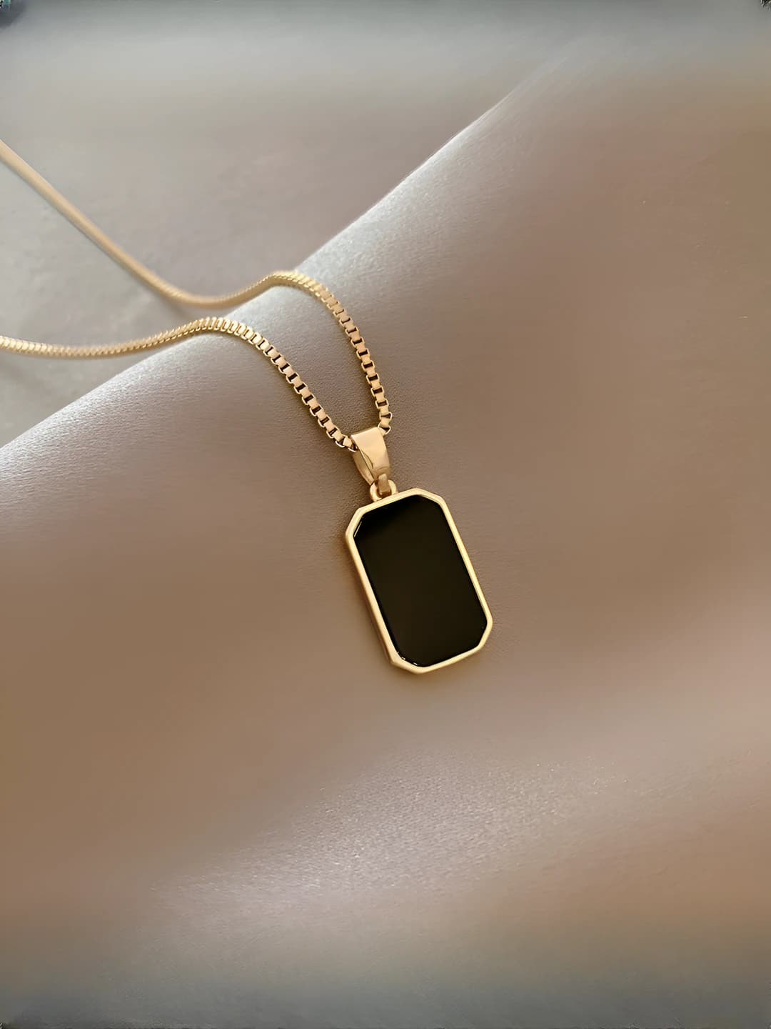 Women's minimalist titanium steel geometric octagonal pendant necklace