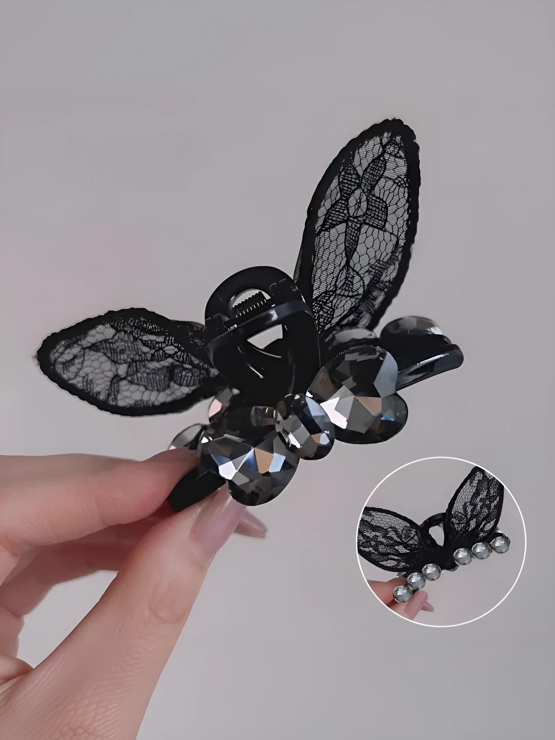 1# black ears clip, 7.5 cm