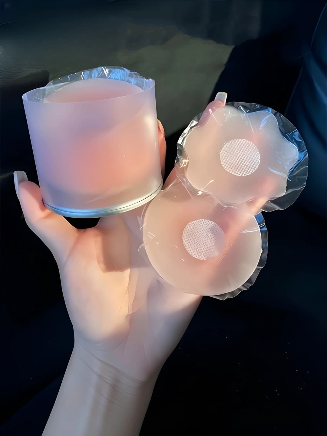 Women's chest tape: silicone, seamless, breathable, thin, solid colour, round shape, style: sexy