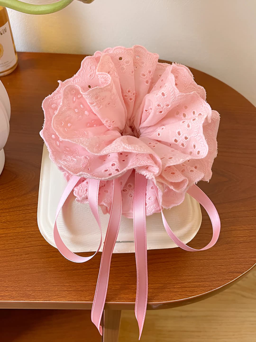 6# pink drawstring scrunchie small - 21*14 cm