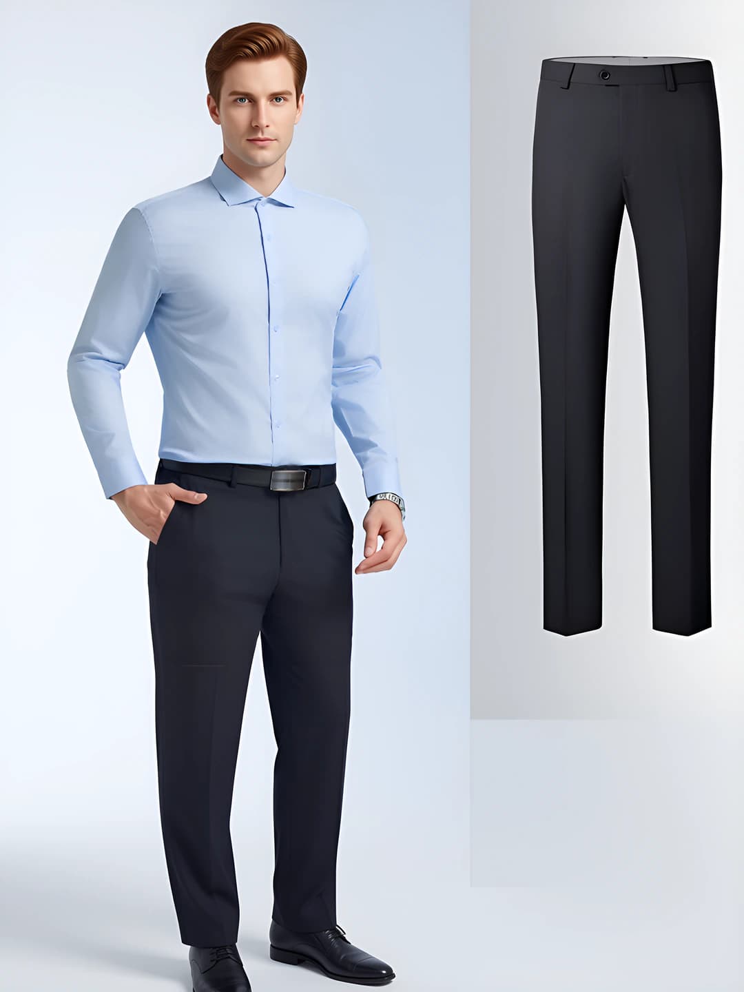 Men's light blue long-sleeve shirt + K1815 pants