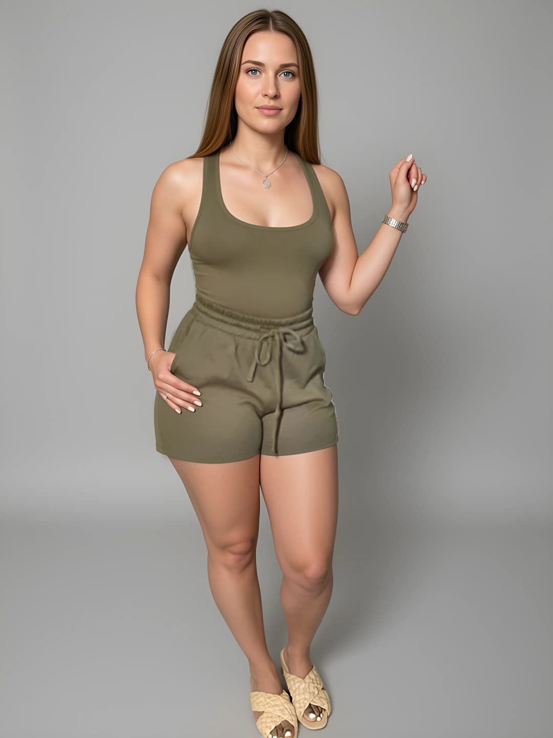 Army green shorts