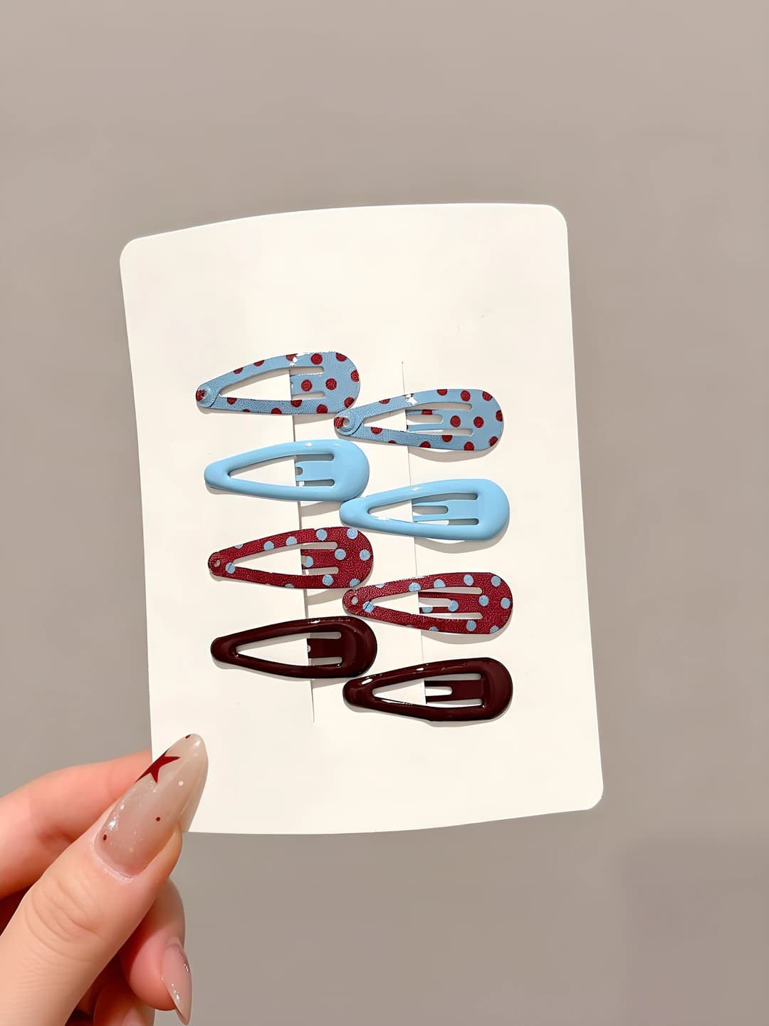 4# Blue-red polka dot - 8 pcs