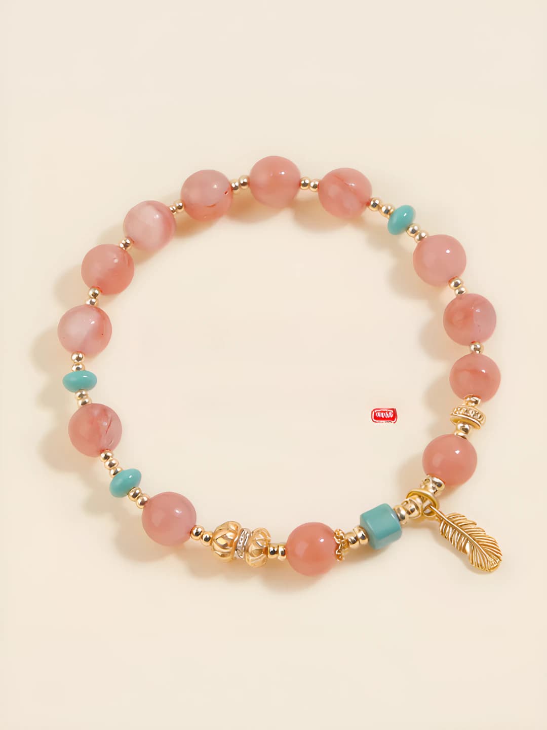 Women's bracelet made of natural ice-float south red agate and turquoise, handmade, new Chinese style design element