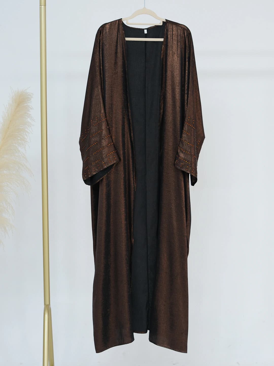 Coffee-colored open sweater