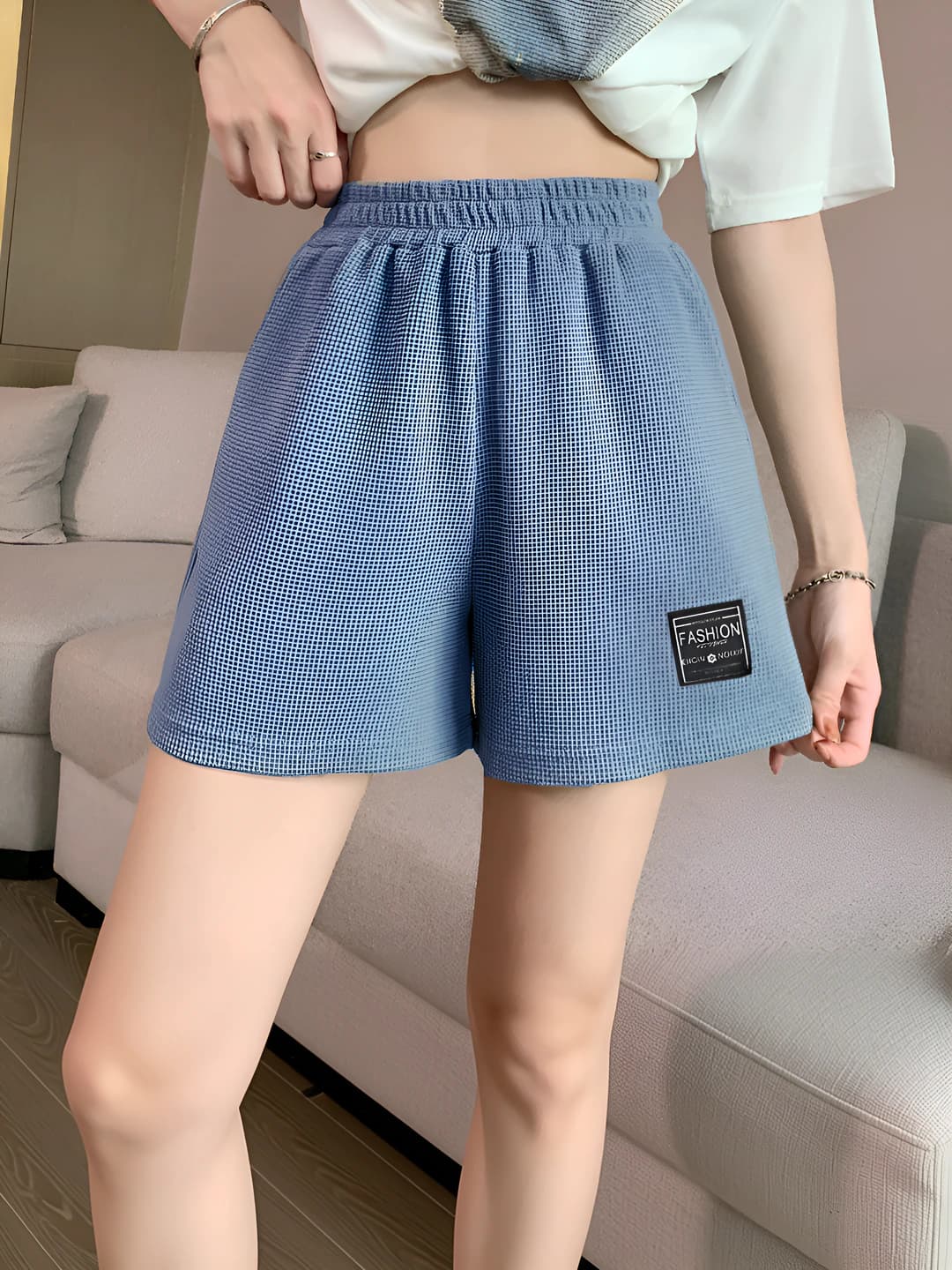 J24 Waffle Short Tumanli ko'k