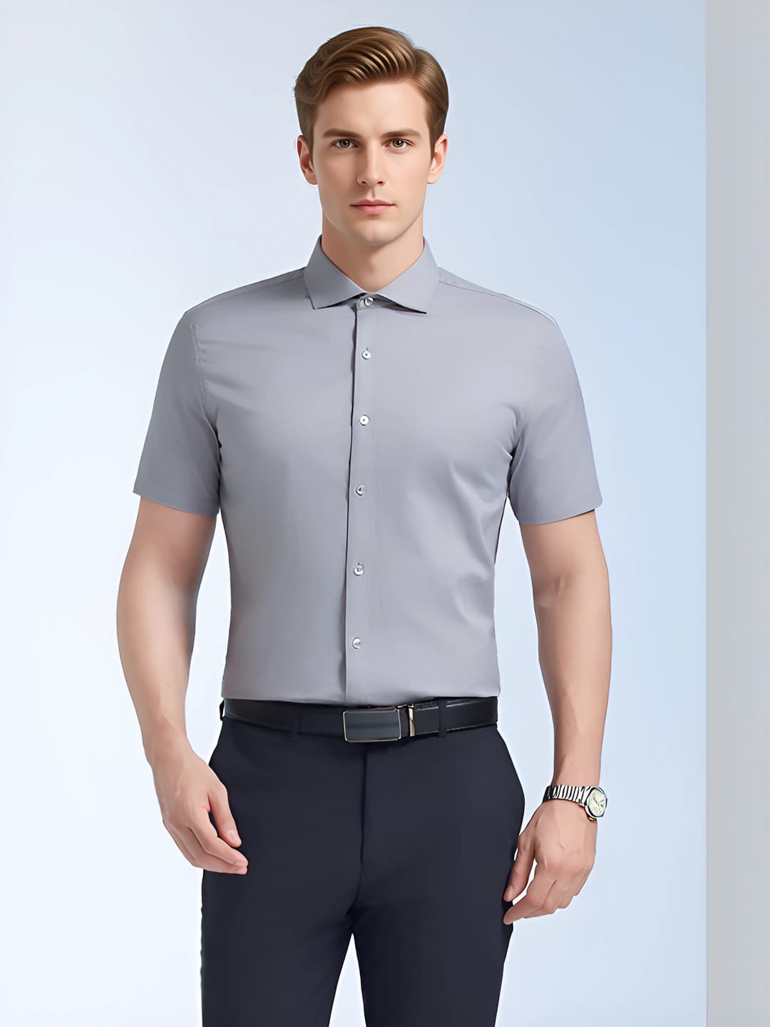 Men - grey, short sleeve