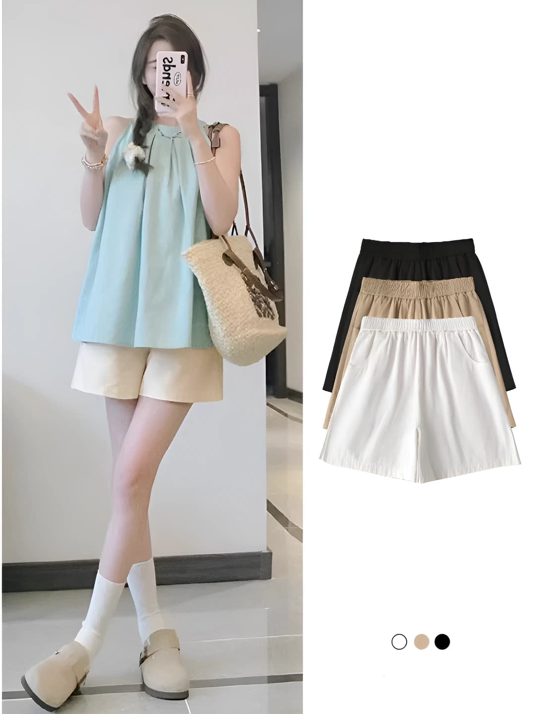 Women's summer sports casual shorts, high waist, plus size, straight cut, short shorts