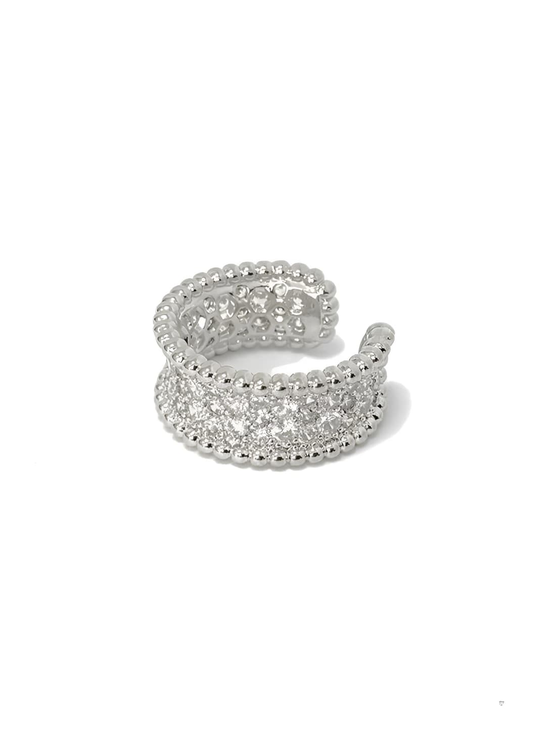 Silver, wide zircon ring C-60