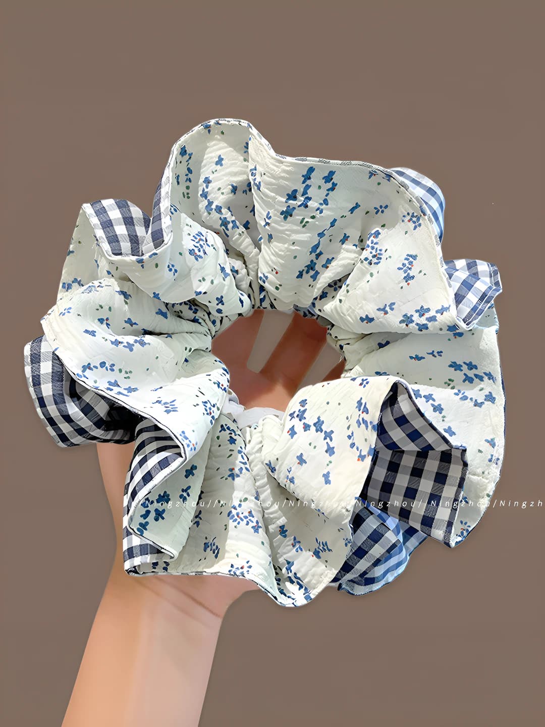 6# Синие мелкие цветы тканевый малый ~12cm