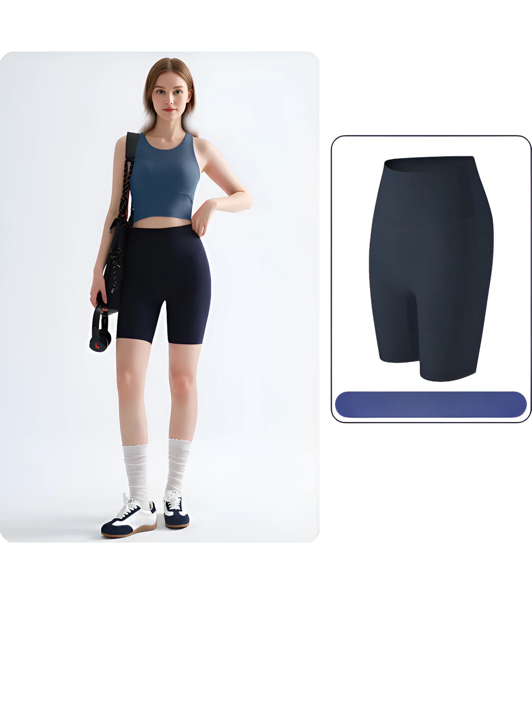 Blue-purple (back) + Navy (shorts)