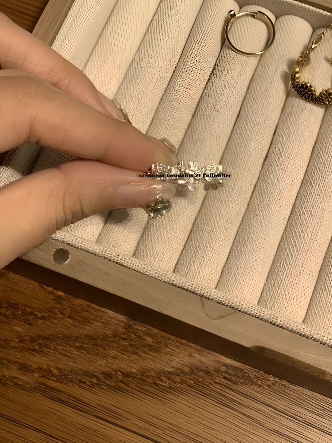 Matte silver butterfly ring