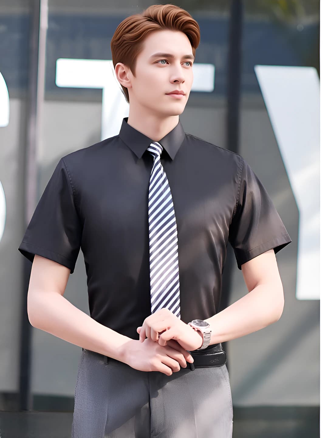 Men's short sleeve black shirt
