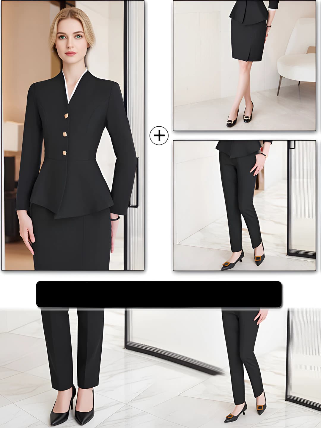 Black (suit + pants + skirt)