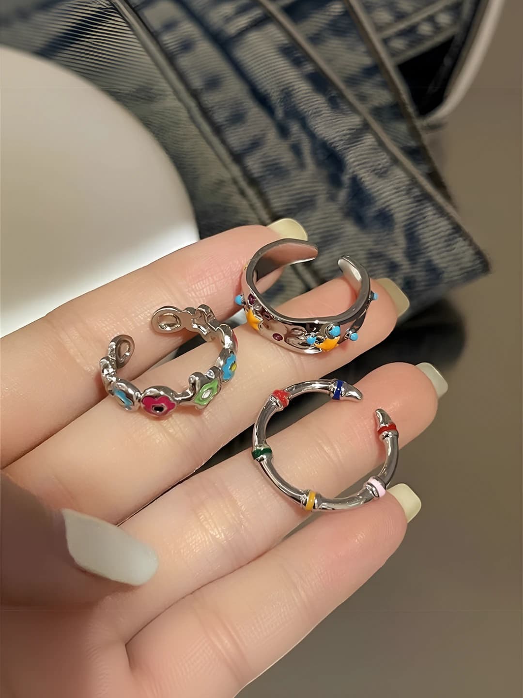 M1076+1077+1078 colorful rings 3 pcs