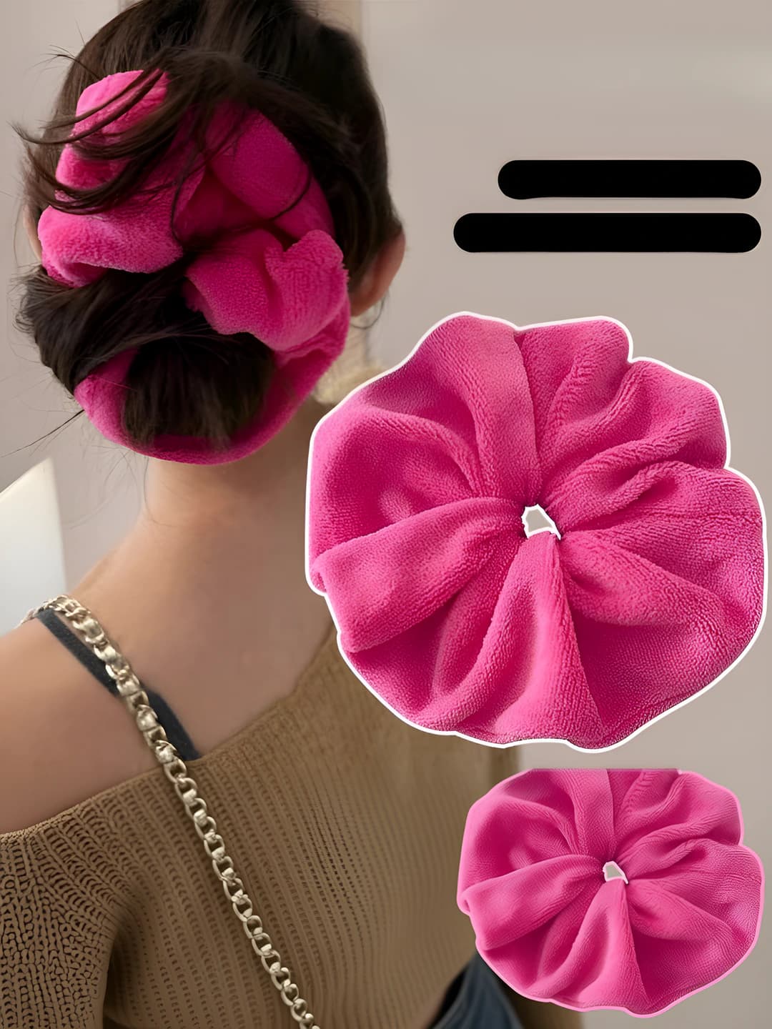 Women's autumn-winter oversized hair tie, high absorbency, hair-friendly, minimalist style, handmade, stretch material