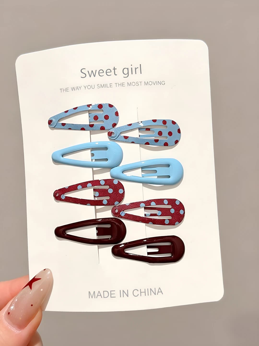 4# Blue-red polka dot - 8 pcs
