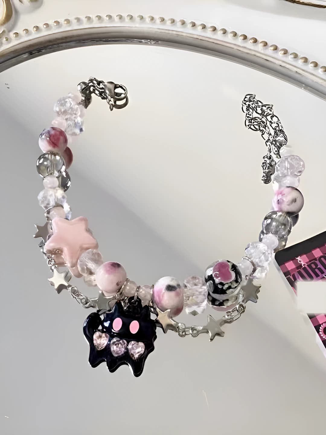 Pink beaded cat