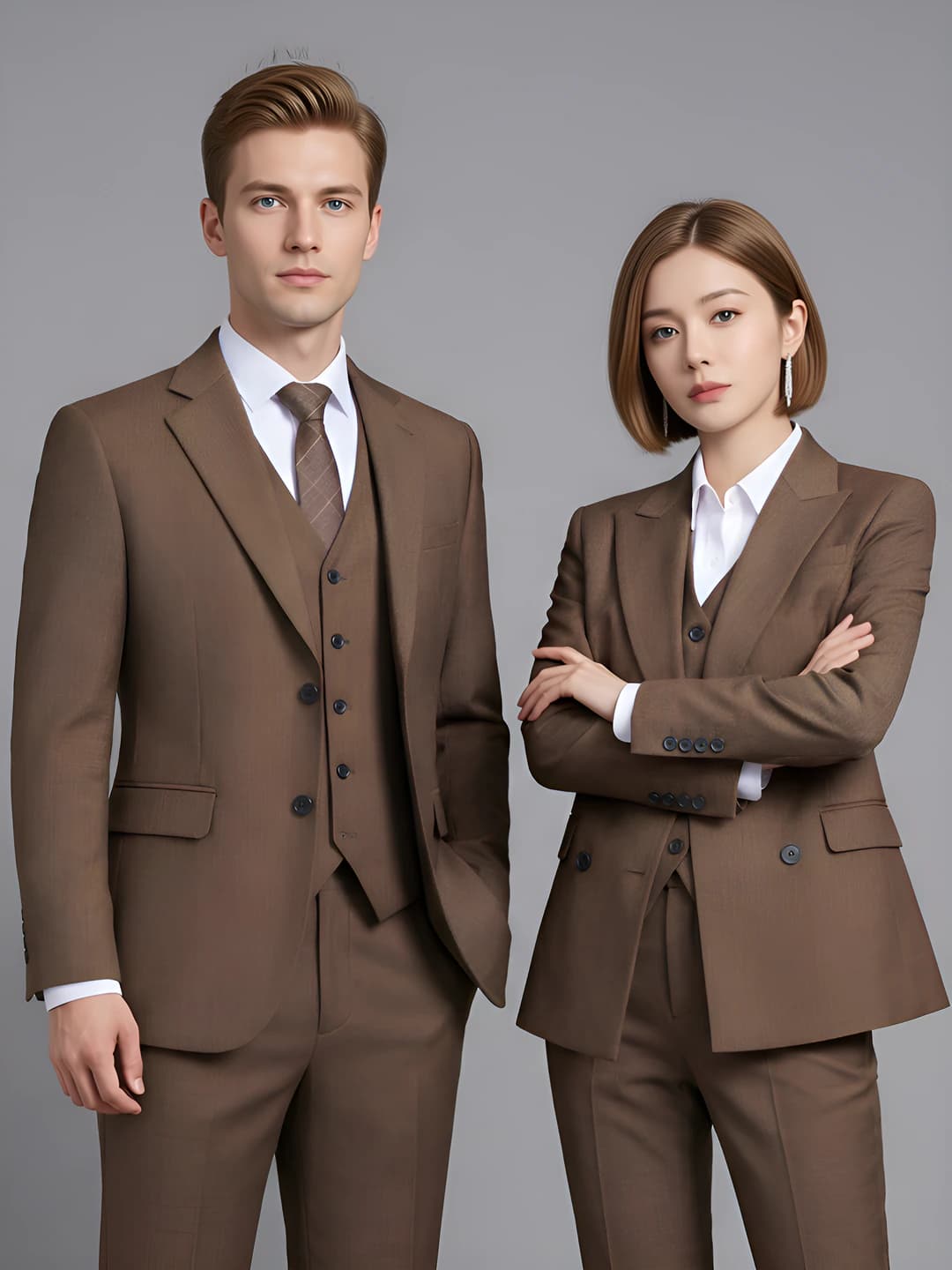 Women's autumn-winter blazer and trousers set (3-piece business suit)