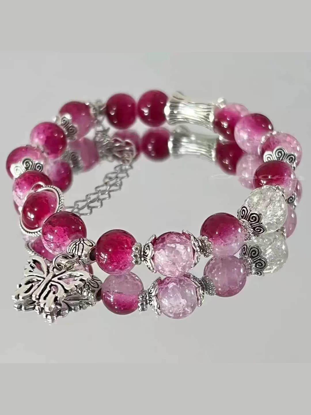 M1167 (Wine red floral butterfly beads)
