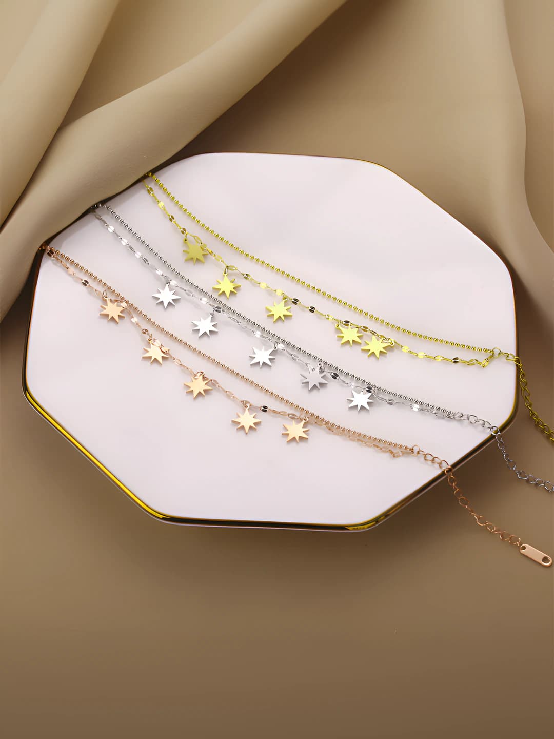 Titanium steel five-pointed star bracelet for women, new Chinese style, geometric design, summer