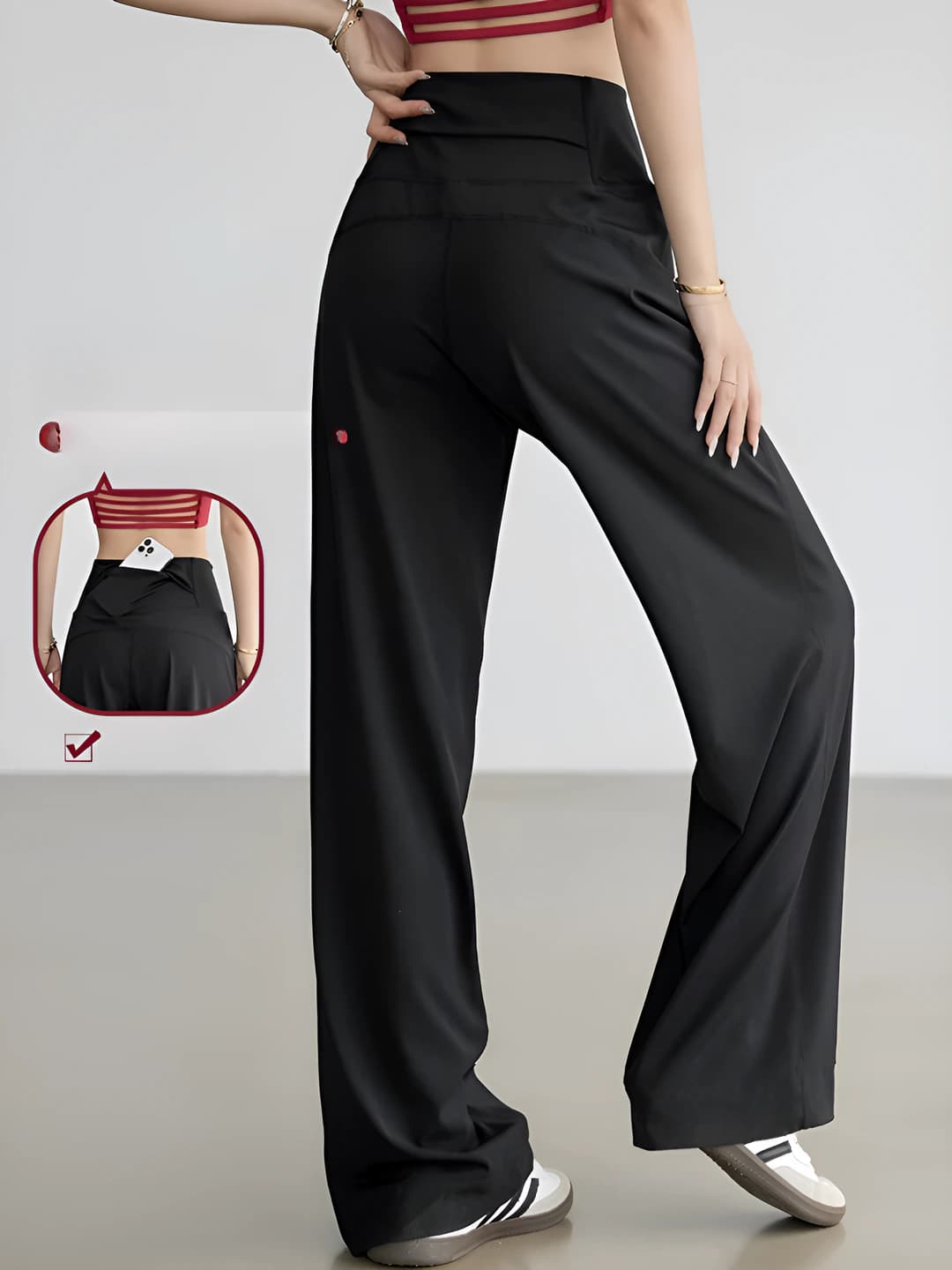 Women's casual wide-leg trousers: high waist, loose fit, stretch, slimming, summer, sports trousers