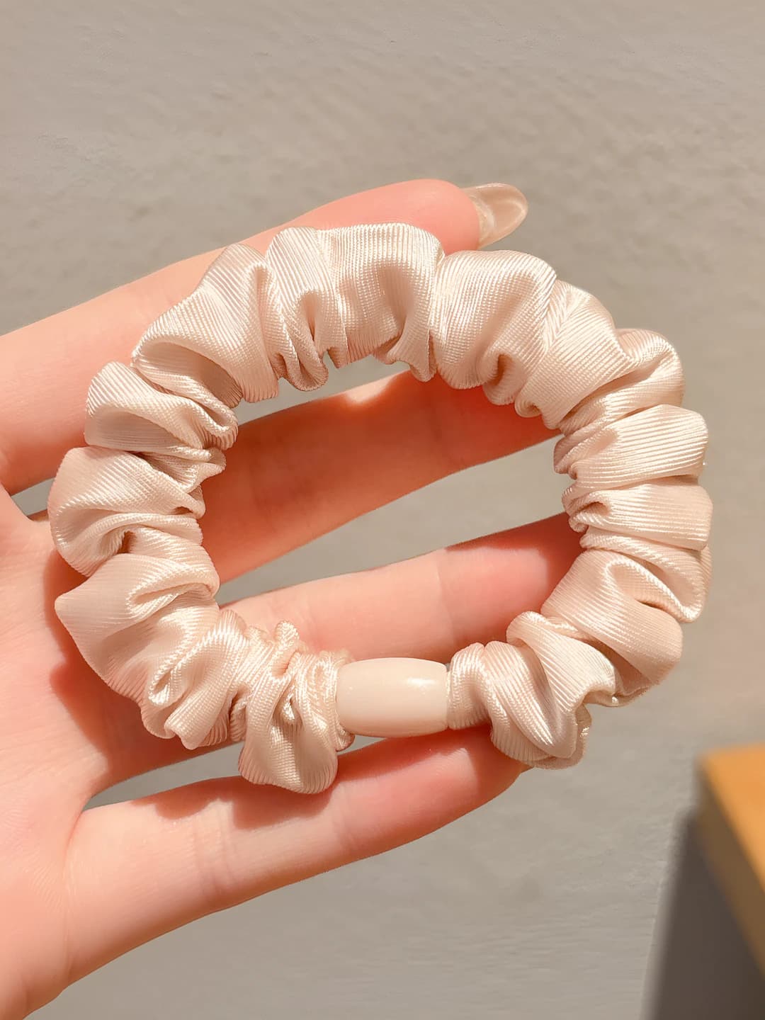 Ruffled pink scrunchie ~7 cm