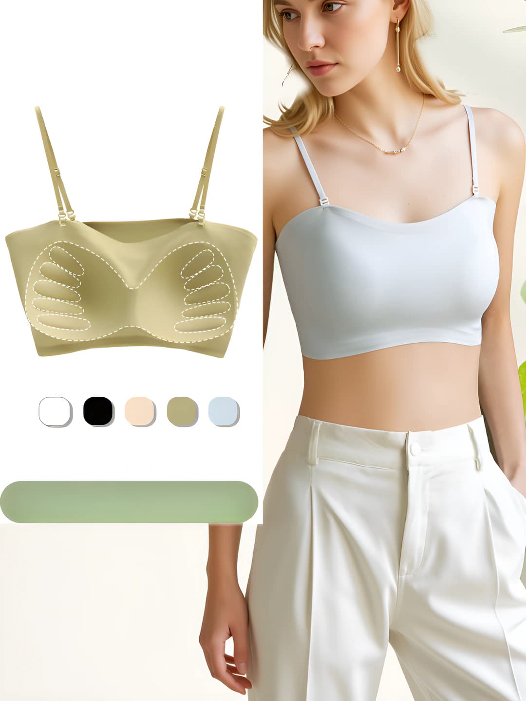 Women's seamless, breathable, sports style bra with beautiful back, full cup and removable straps