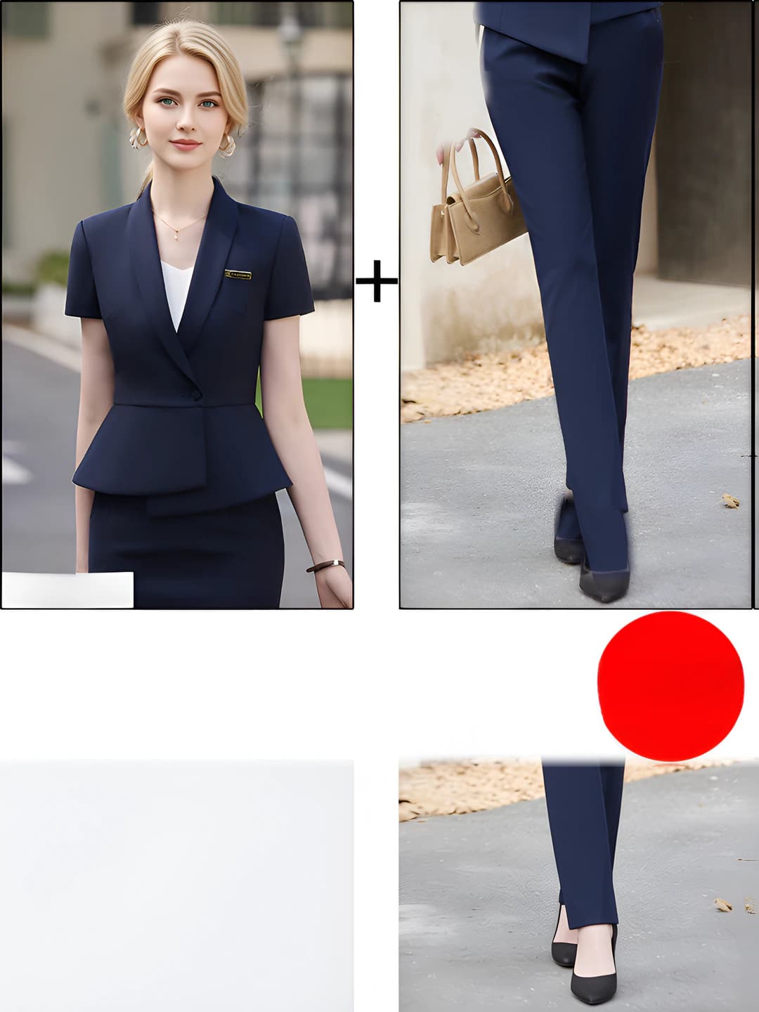 One button, blue suit + blue pants